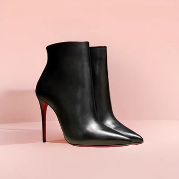 Botine moderne pentru femei cu vârf ascuțit, gambă medie, toc subțire peste 8 cm, partea superioară din material sintetic, talpă din cauciuc