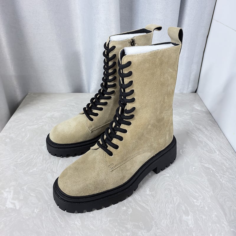 Martin čizme, gornji dio nubuk kože, okrugli vrh, debeli pet 3-5 cm, bočni zip