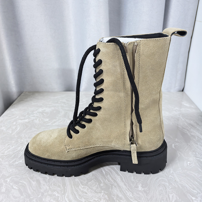 Martin čizme, gornji dio nubuk kože, okrugli vrh, debeli pet 3-5 cm, bočni zip