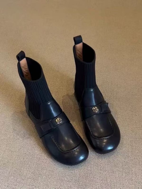 Botine Martin pentru femei, partea superioară din super fiber, vârf rotund, gambă medie, toc gros 3–5 cm