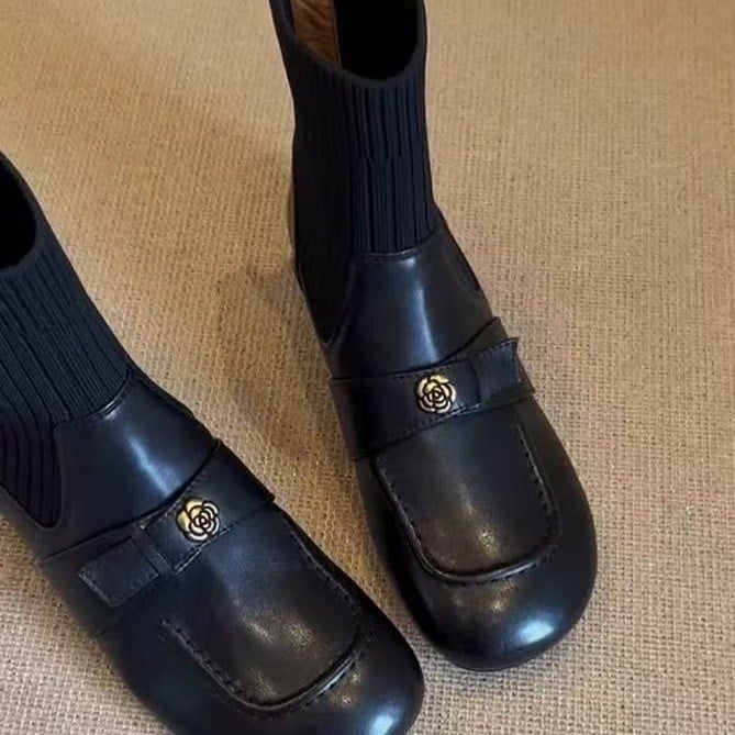 Botine Martin pentru femei, partea superioară din super fiber, vârf rotund, gambă medie, toc gros 3–5 cm