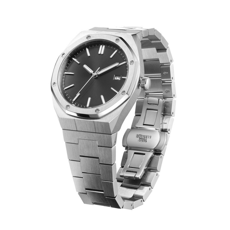 Automatski muški mehanički sat, nehrđajuće čelično kućište i narukvica, Miyota 35 japanski mehanizam, kalendar, analognni prikaz, vodootpornost 50 m