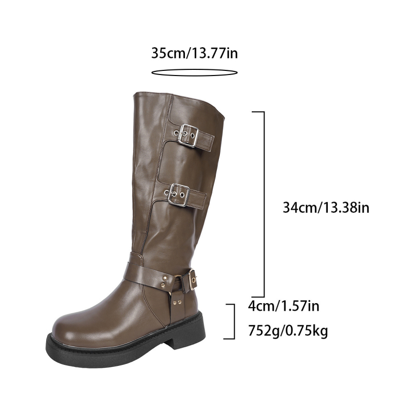 Ženske Martin čizme, kvadratni nos, debeli pet, 3–5 cm, zatvarač