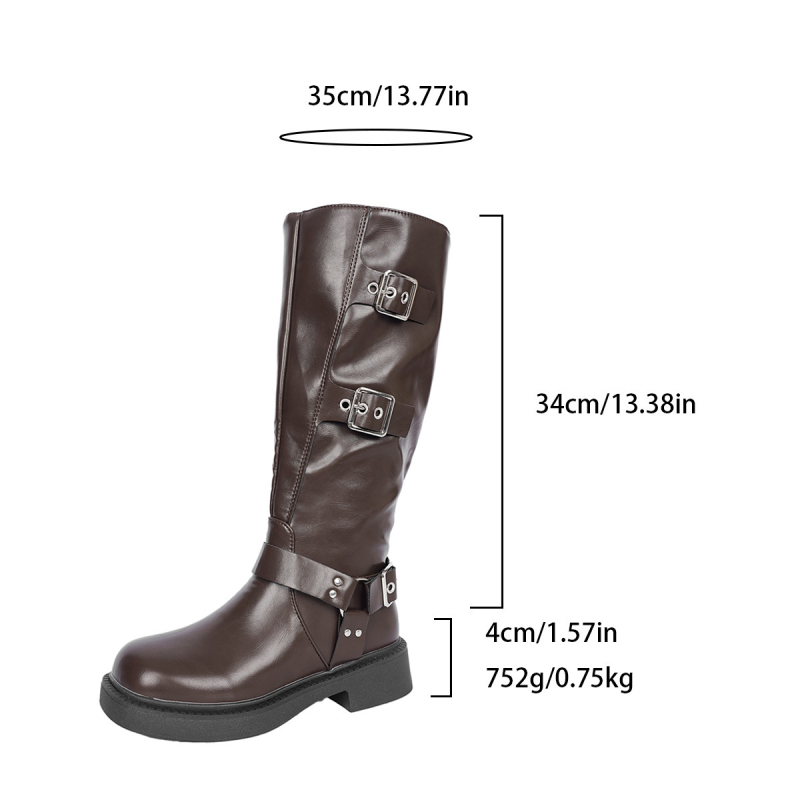 Ženske Martin čizme, kvadratni nos, debeli pet, 3–5 cm, zatvarač