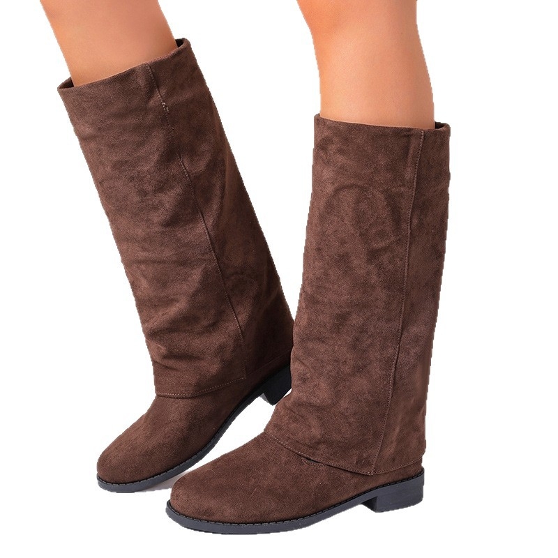 Unisex modne čizme za zimu – PU gornji dio, gumena potplata, srednje visoke do potkoljenice, zaobljeni vrh prsta, kvadratna peta 3–5 cm