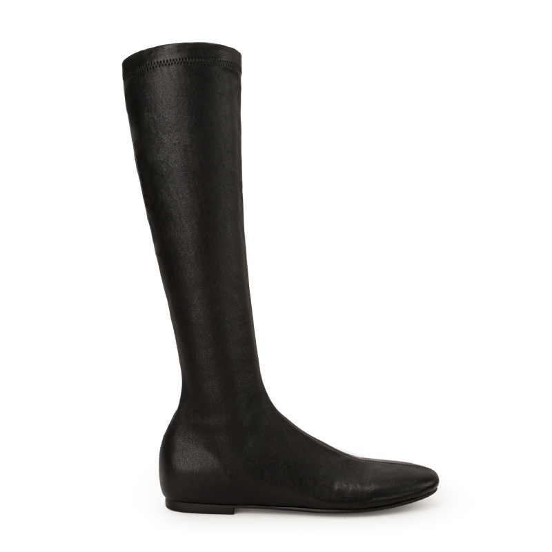 Γυναικείες στενές μπότες μέχρι το γόνατο | Άνω μέρος: split leather; Δάχτυλο: στρογγυλό; Τακούνι: χαμηλό (1–3 cm); Μήκος σωλήνα: υψηλός; Σόλα: καουτσούκ