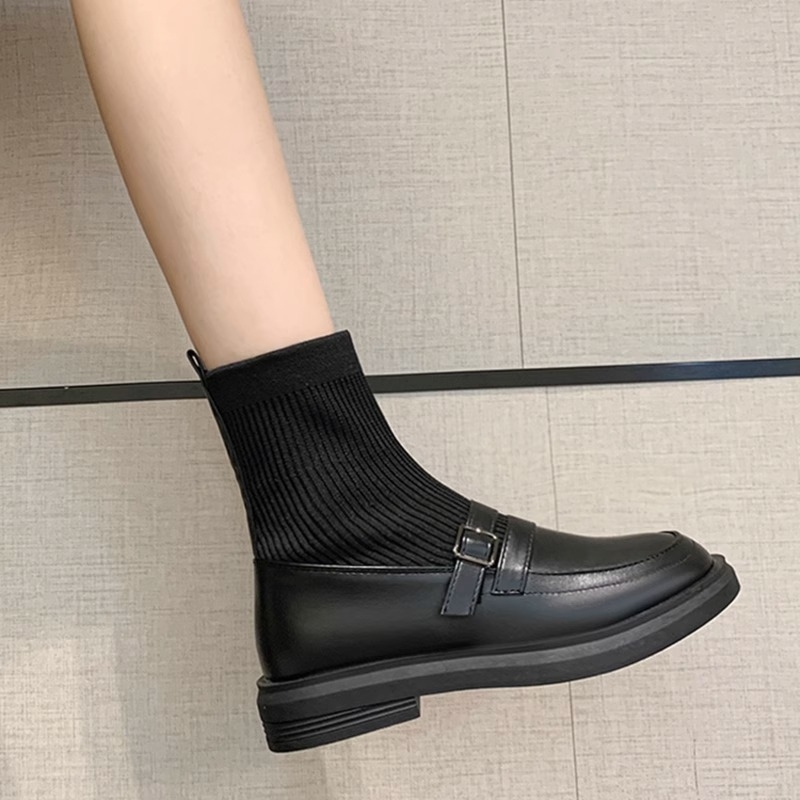 Ženske Martin čizme - umjetni PU gornji dio, gumena potplata, okrugli vrh, srednje visok debeli potpetica 3–5 cm, nizak obod čizme