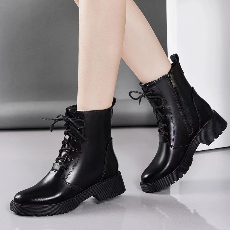 Ženske Martin čizme - gornji dio PU, gumena potplata, okrugli vrh, srednja peta 3-5 cm, niski šaft