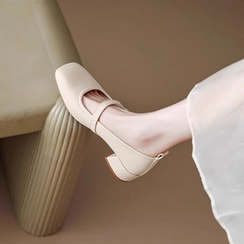 Női Mary Jane mokaszín cipő, kerek orr, PU felsőrész, 3-5 cm vastag sarka, előre oldali pánt