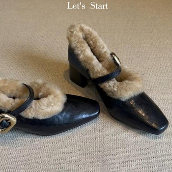 Női Mary Jane cipő, retro stílus, felső és belső anyag: szuper rost, gumi talp, 3–6 cm sarokmagasság