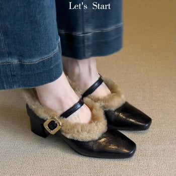 Női Mary Jane cipő, retro stílus, felső és belső anyag: szuper rost, gumi talp, 3–6 cm sarokmagasság