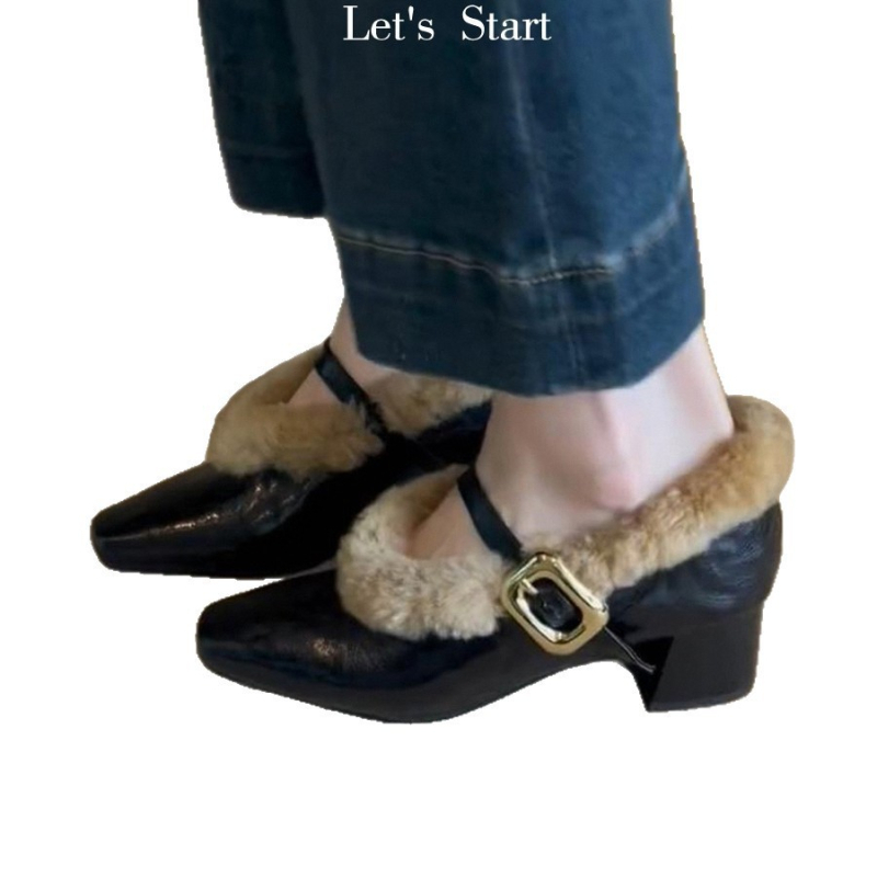 Női Mary Jane cipő, retro stílus, felső és belső anyag: szuper rost, gumi talp, 3–6 cm sarokmagasság