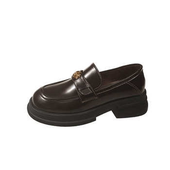 Ženske retro mokasine s debelim potplatom - okrugli vrh, PU gornji dio, gumena potplata, niski vrh, 3-5 cm peta