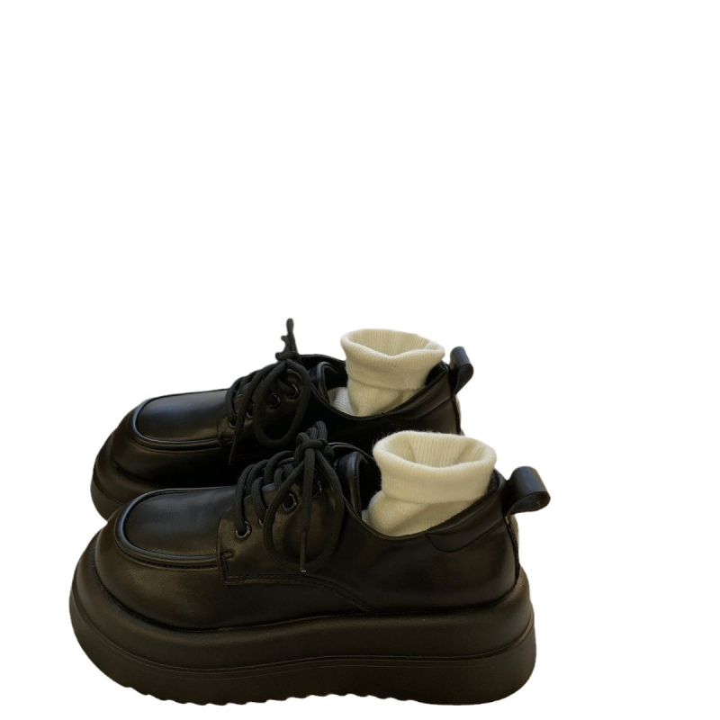 Pantofi de damă din piele, stil retro, vârf rotund, vamp PU, toc muffin, talpă din cauciuc (înălțime toc 3-5 cm)