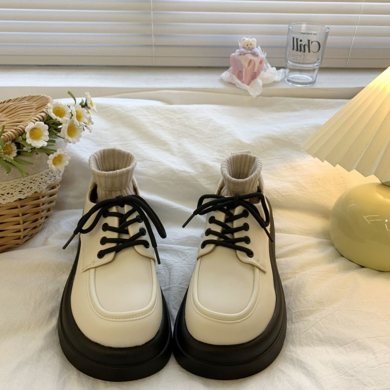 Pantofi de damă din piele, stil retro, vârf rotund, vamp PU, toc muffin, talpă din cauciuc (înălțime toc 3-5 cm)