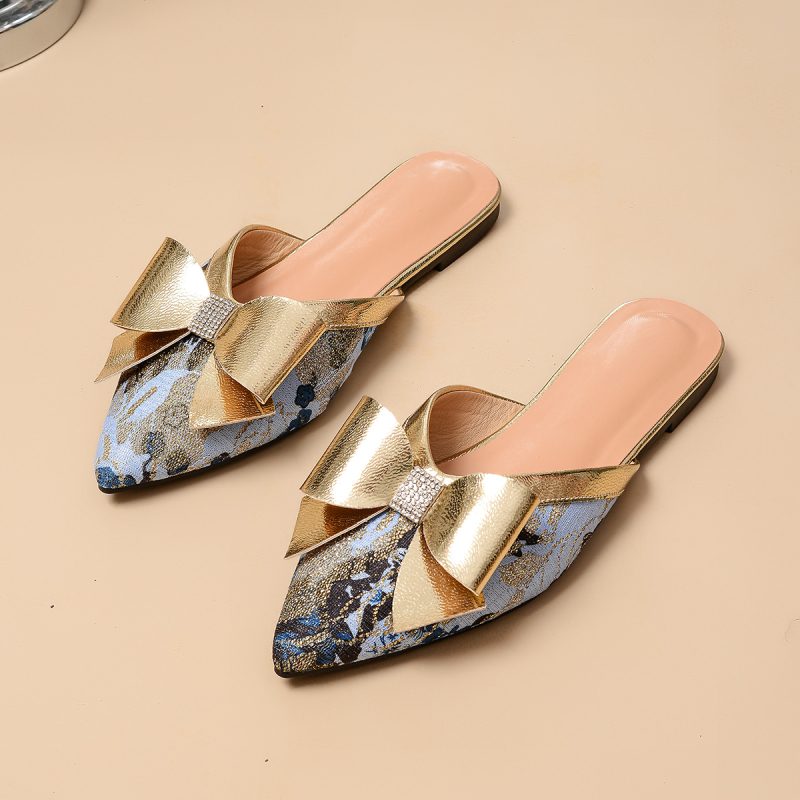 Női lapos cipő virágos mintával, slip-on, felső anyag Greet, gumírozott talp