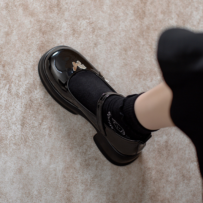 Ženske Mary Jane cipele, školskog stila, okrugli vrh, gornji dio od sintetičke kože, Velcro zatvarač, gumeni đon, srednje visoka peta 3-5 cm