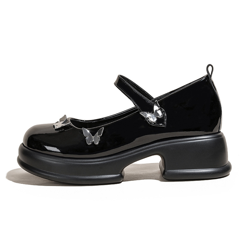 Ženske Mary Jane cipele, školskog stila, okrugli vrh, gornji dio od sintetičke kože, Velcro zatvarač, gumeni đon, srednje visoka peta 3-5 cm