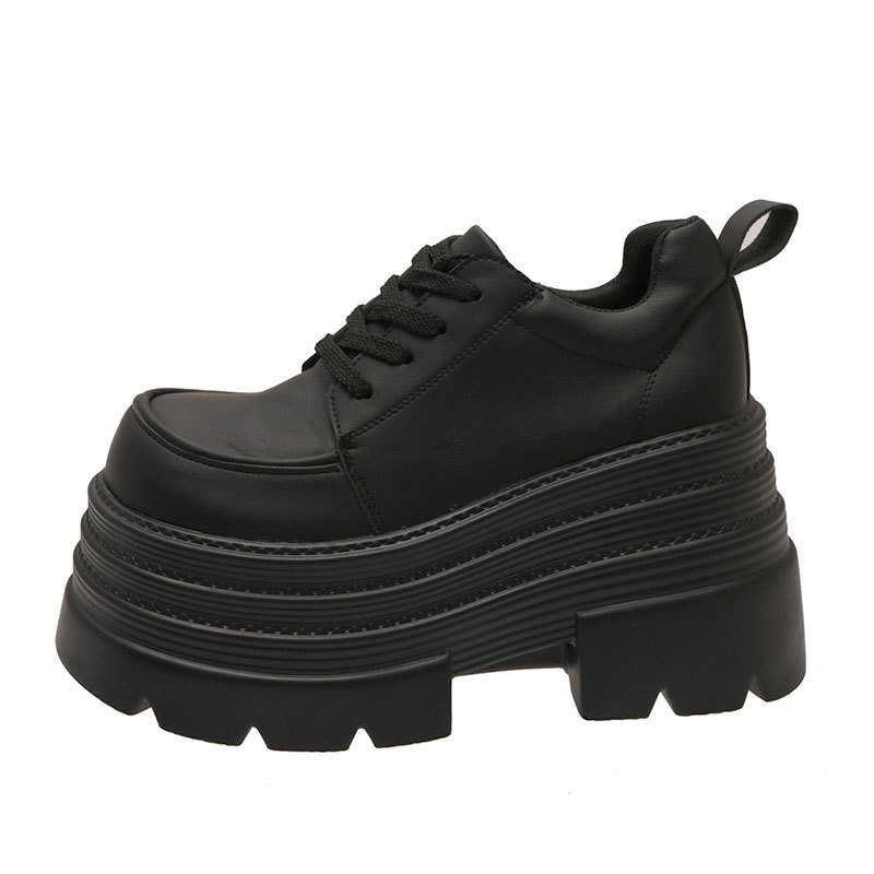 Ženske cipele s ultra debelim potplatom za povećanje visine od 10 cm, vezanje, okrugli vrh, gornji materijal: super vlakno, potplat: guma