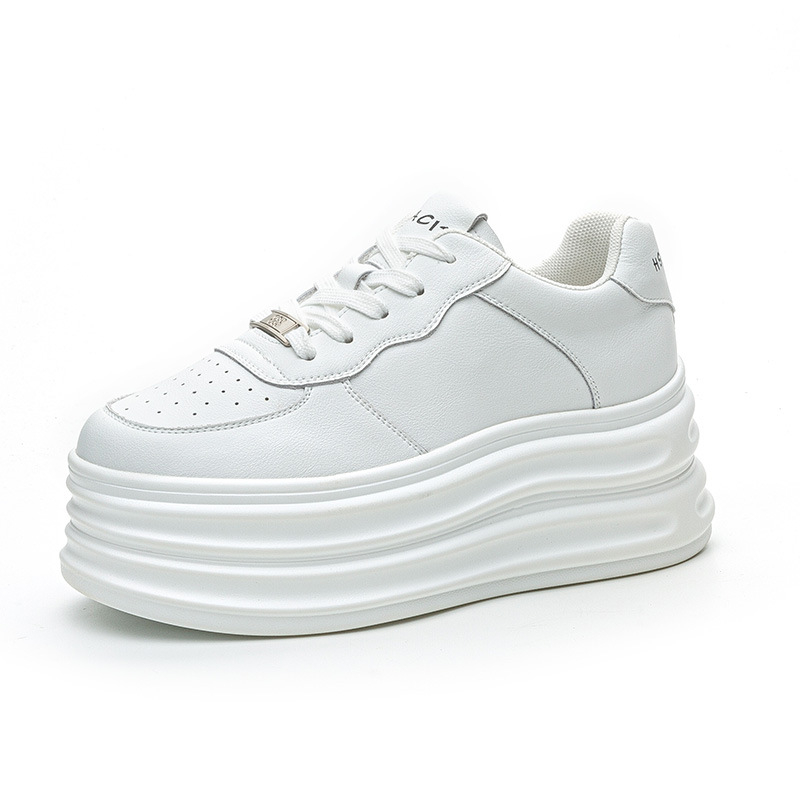 Ženske platforme s debelim potplatom, okrugli vrh, gornji dio od dvostruke kože goveda, PU potplat, prednje vezanje šnura