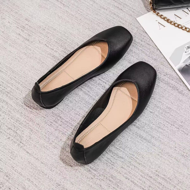 Ženske Mary Jane ravne cipele — umjetna koža gornji dio, gumeni potplat, slip-on, bez pete (0–1 cm)