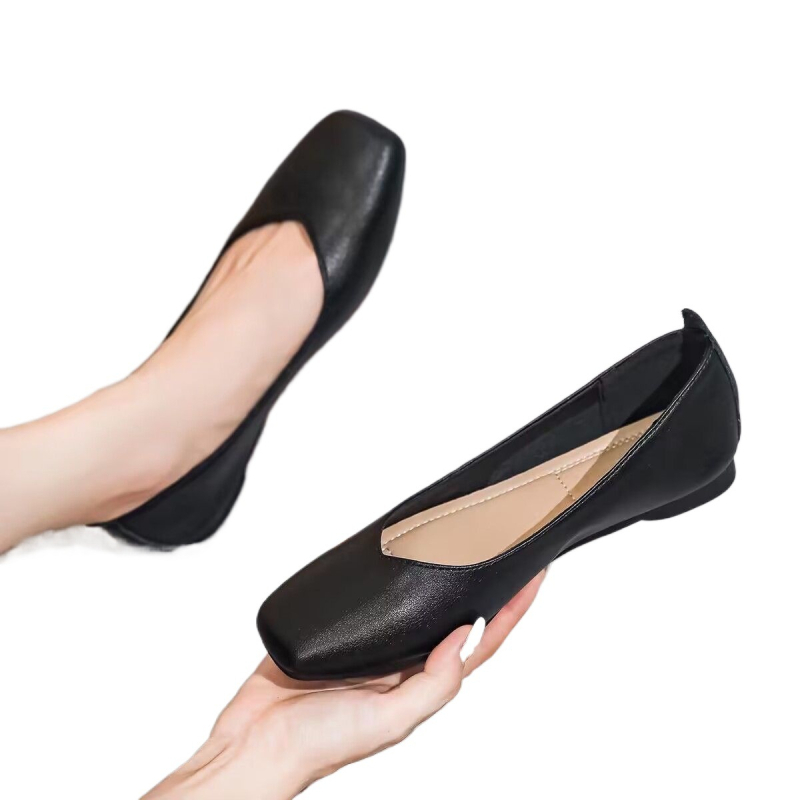 Ženske Mary Jane ravne cipele — umjetna koža gornji dio, gumeni potplat, slip-on, bez pete (0–1 cm)