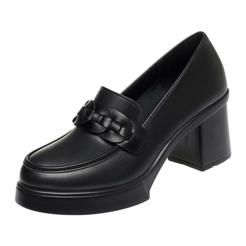 Női magassarkú cipő, kerek orrú, PU felső rész és PU talp, vastag sarok 6–8 cm, ideális tavaszra és őszre