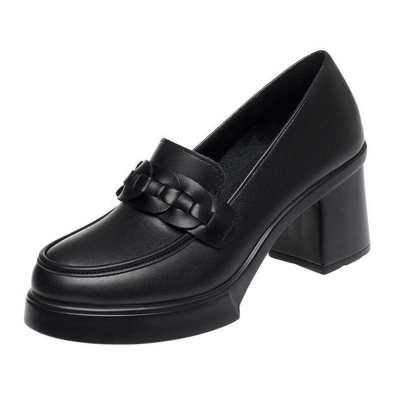 Női magassarkú cipő, kerek orrú, PU felső rész és PU talp, vastag sarok 6–8 cm, ideális tavaszra és őszre