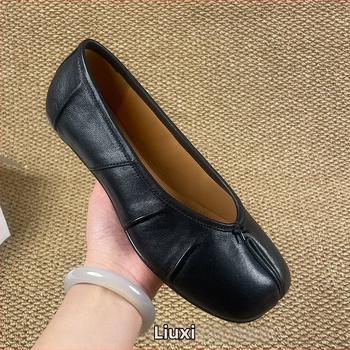 Dámske Mary Jane topánky z hovädzej kože, s okrúhym nosom, vložka z ovčej kože, nízky podpätok, Slip-On
