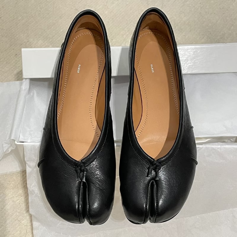 Γυναικείες Mary Jane flat από δέρμα αγελάδας, με στρογγυλό δάχτυλο, εσωτερική σόλα από δέρμα προβάτου, χαμηλό τακούνι, Slip-On