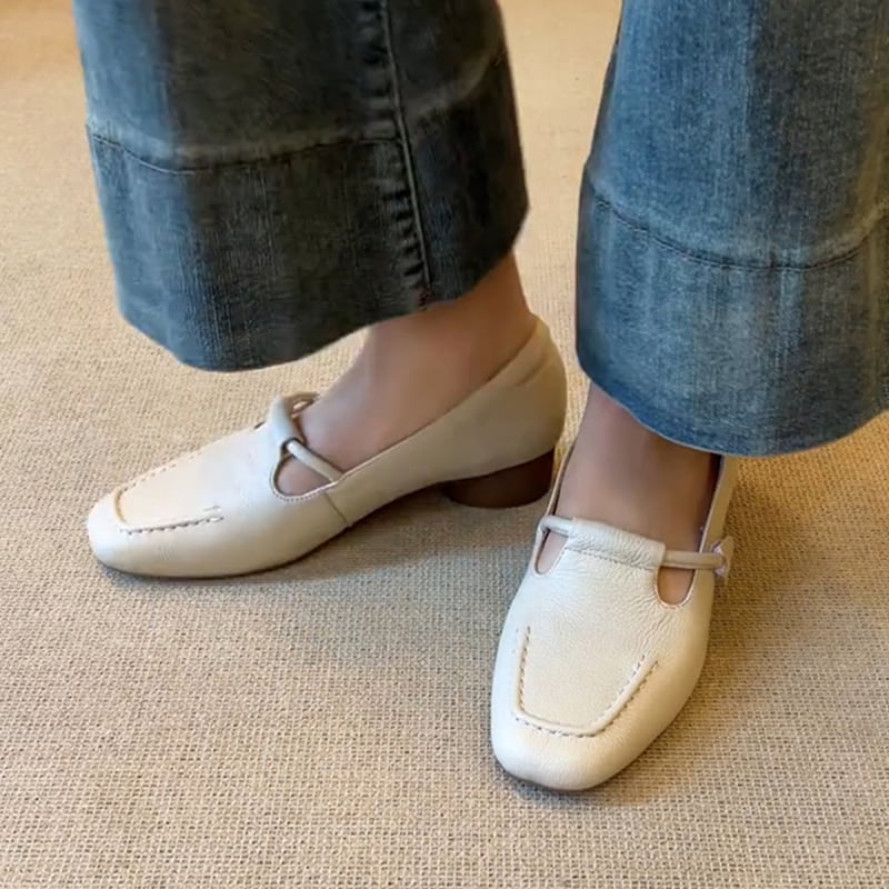 Mary Jane balerinke s Velcro kopčom, okrugla zaobljena prednja strana, niski pet, PU ulošak, gumeni potplat