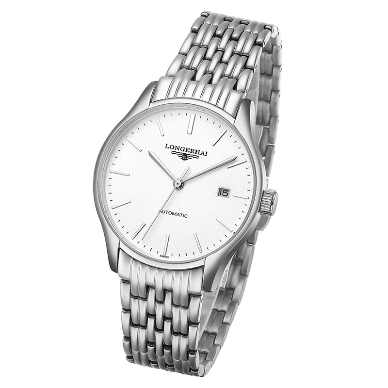 Ceas bărbătesc elvețian cu mișcare mecanică automată, cadran 38 mm, curea din oțel inoxidabil, calendar, rezistență la apă 30 m