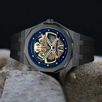 Muški mehanički sat s automatskim mehanizmom, 46 mm cifernik, kućište od nehrđajućeg čelika, vodootporan do 30 m, svijetleći cifernik