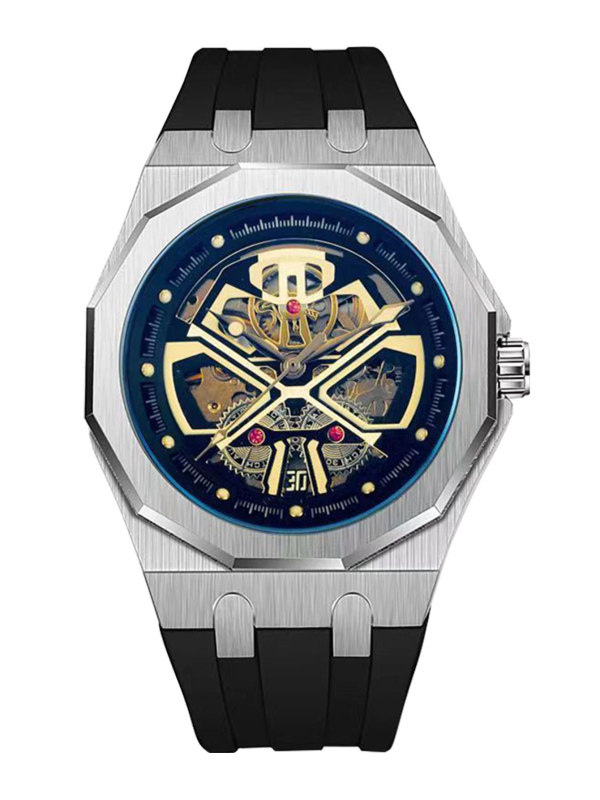 Muški mehanički sat s automatskim mehanizmom, 46 mm cifernik, kućište od nehrđajućeg čelika, vodootporan do 30 m, svijetleći cifernik