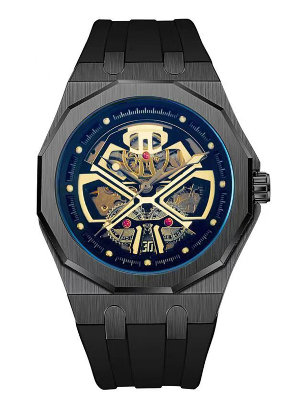 Muški mehanički sat s automatskim mehanizmom, 46 mm cifernik, kućište od nehrđajućeg čelika, vodootporan do 30 m, svijetleći cifernik