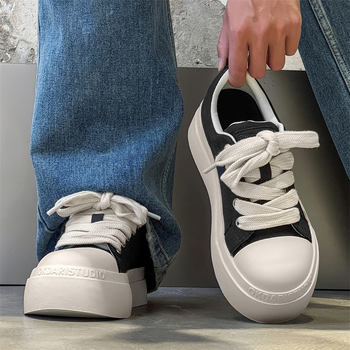 Adidași unisex cu talpă groasă, partea superioară din pânză, talpă din cauciuc, șireturi, design low-top (Talpă groasă; Pânză superioară; Talpă din cauciuc; Șireturi; Low-top)