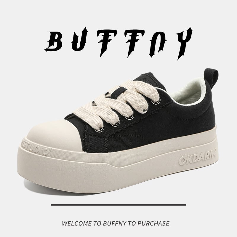 Adidași unisex cu talpă groasă, partea superioară din pânză, talpă din cauciuc, șireturi, design low-top (Talpă groasă; Pânză superioară; Talpă din cauciuc; Șireturi; Low-top)