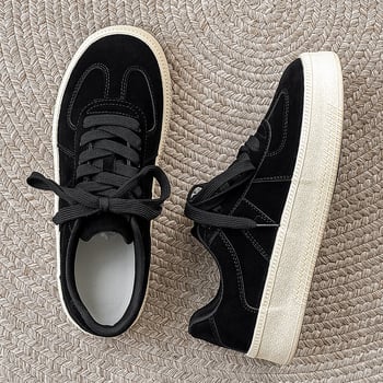 Pantofi sport pentru bărbați – stil coreean, din canvas, talpă din cauciuc, vârf rotund, șireturi