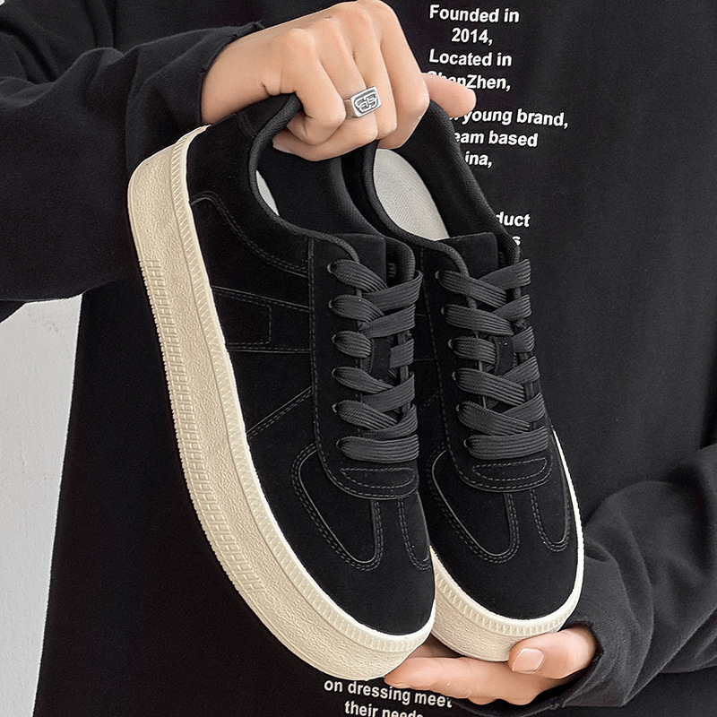 Pantofi sport pentru bărbați – stil coreean, din canvas, talpă din cauciuc, vârf rotund, șireturi