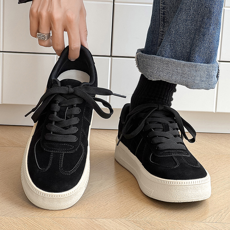 Pantofi sport pentru bărbați – stil coreean, din canvas, talpă din cauciuc, vârf rotund, șireturi