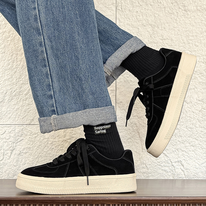 Pantofi sport pentru bărbați – stil coreean, din canvas, talpă din cauciuc, vârf rotund, șireturi