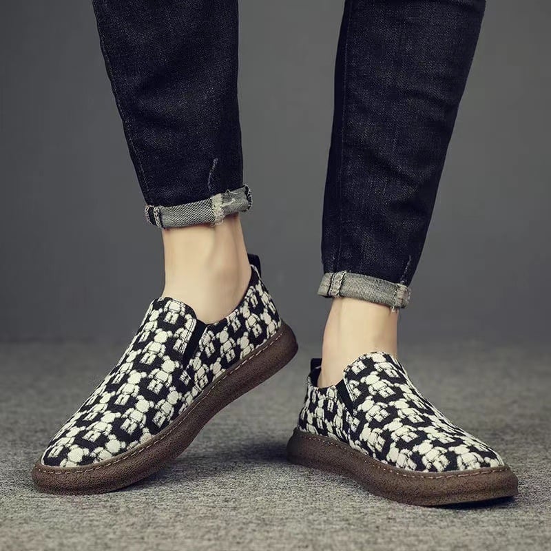 Vīriešu slip-on audekla kurpes, elpojošs iekšējais siets, PU zolīte, gumijas zole, asas purns