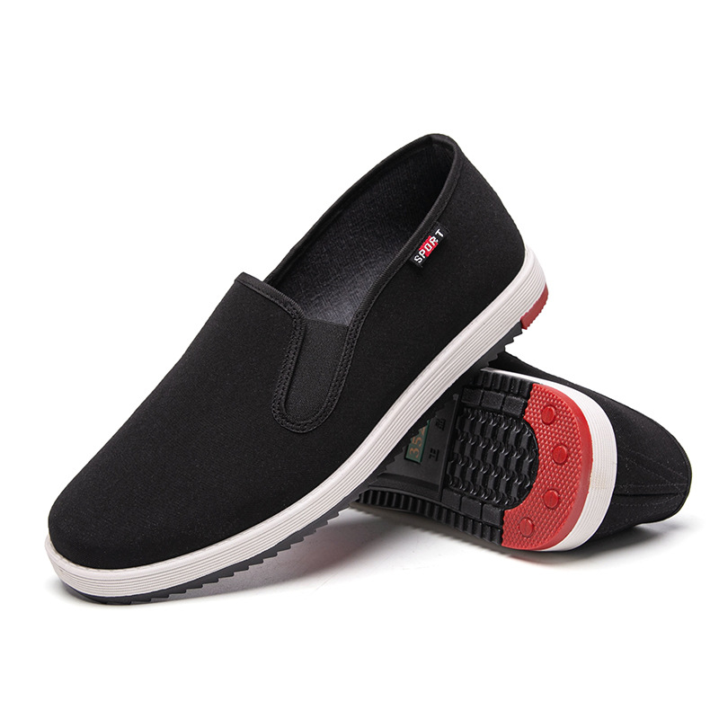 Muške platnene slip-on cipele s elastičnim trakama, niski gornji dio, tekstilna uložak, plastična potplat, stil Starog Pekinga