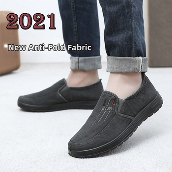 Pantofi casual bărbați slip-on din pânză, vârf rotund, partea superioară din pânză de bumbac, căptușeală respirabilă, talpă PU, profil redus