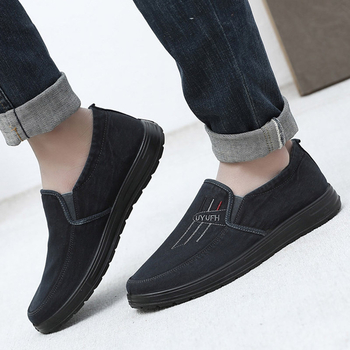 Pantofi casual bărbați slip-on din pânză, vârf rotund, partea superioară din pânză de bumbac, căptușeală respirabilă, talpă PU, profil redus