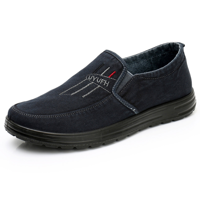 Pantofi casual bărbați slip-on din pânză, vârf rotund, partea superioară din pânză de bumbac, căptușeală respirabilă, talpă PU, profil redus