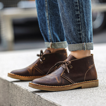 Muške Martin cipele Vintage, Crazy Horse koža; Desert Boots; gornji dio od dvostruke kože goveda; gumena potplat; protiv klizanja
