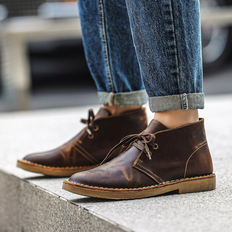 Muške Martin cipele Vintage, Crazy Horse koža; Desert Boots; gornji dio od dvostruke kože goveda; gumena potplat; protiv klizanja