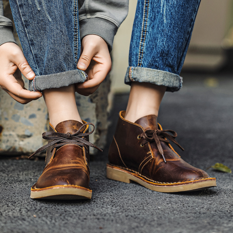 Muške Martin cipele Vintage, Crazy Horse koža; Desert Boots; gornji dio od dvostruke kože goveda; gumena potplat; protiv klizanja