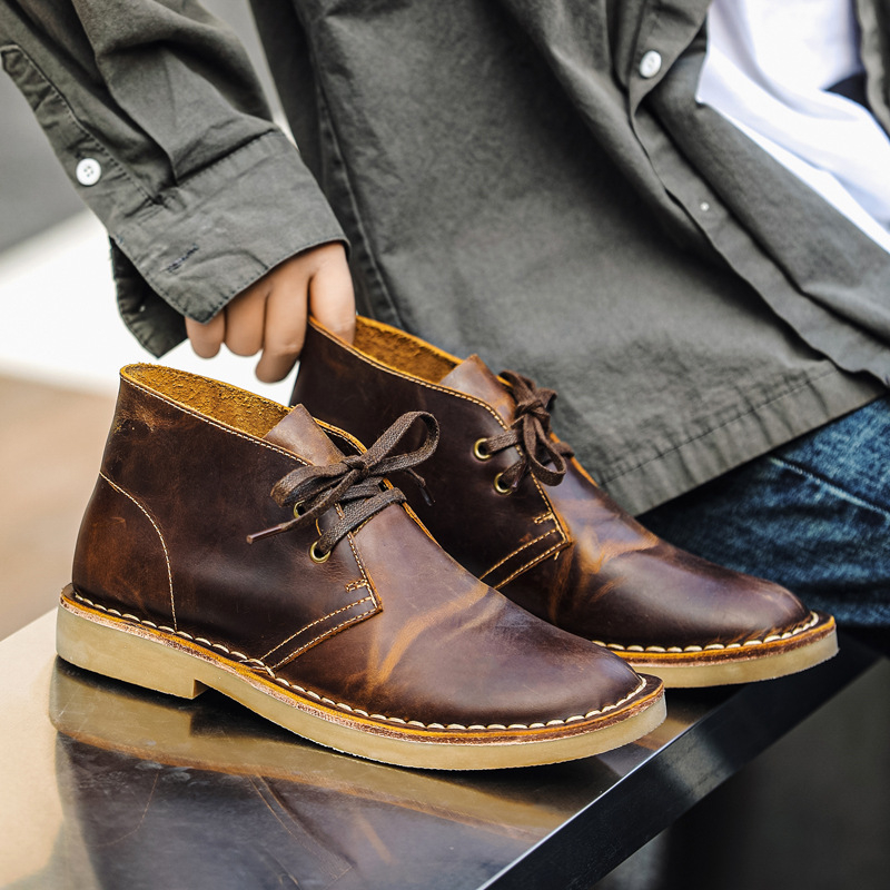 Muške Martin cipele Vintage, Crazy Horse koža; Desert Boots; gornji dio od dvostruke kože goveda; gumena potplat; protiv klizanja